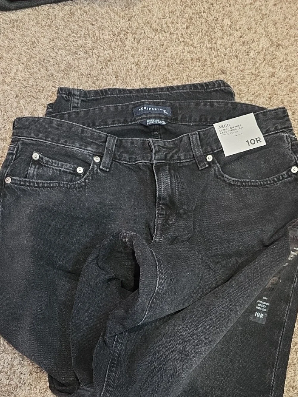 Women's Black Baggy Wide Leg Jeans - 10R - Picture 2 of 5